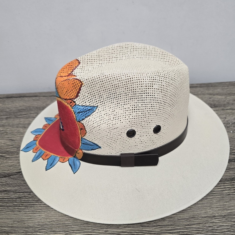 HAT MEXICAN Artisanal Hand Painted Fedora Evil Eye‎ Mal De Ojo HUNTER Brand - Picture 11 of 12